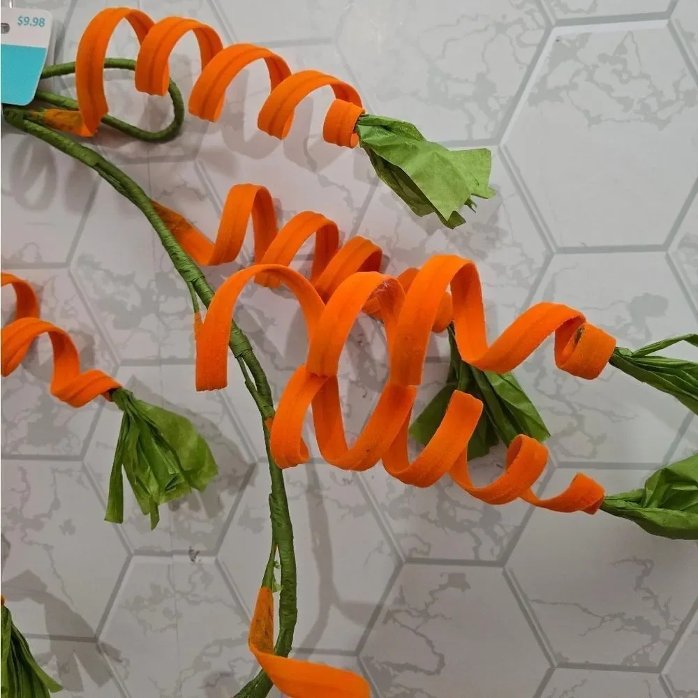 Easter Spiral Orange Carrot Spray Coiled Carrot Garland Spring Decor, New
